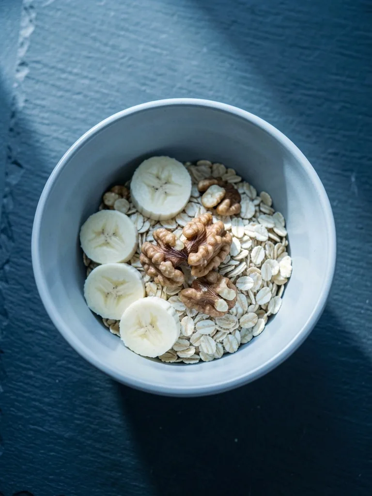 Nutritious breakfast bowl on a dark surface
