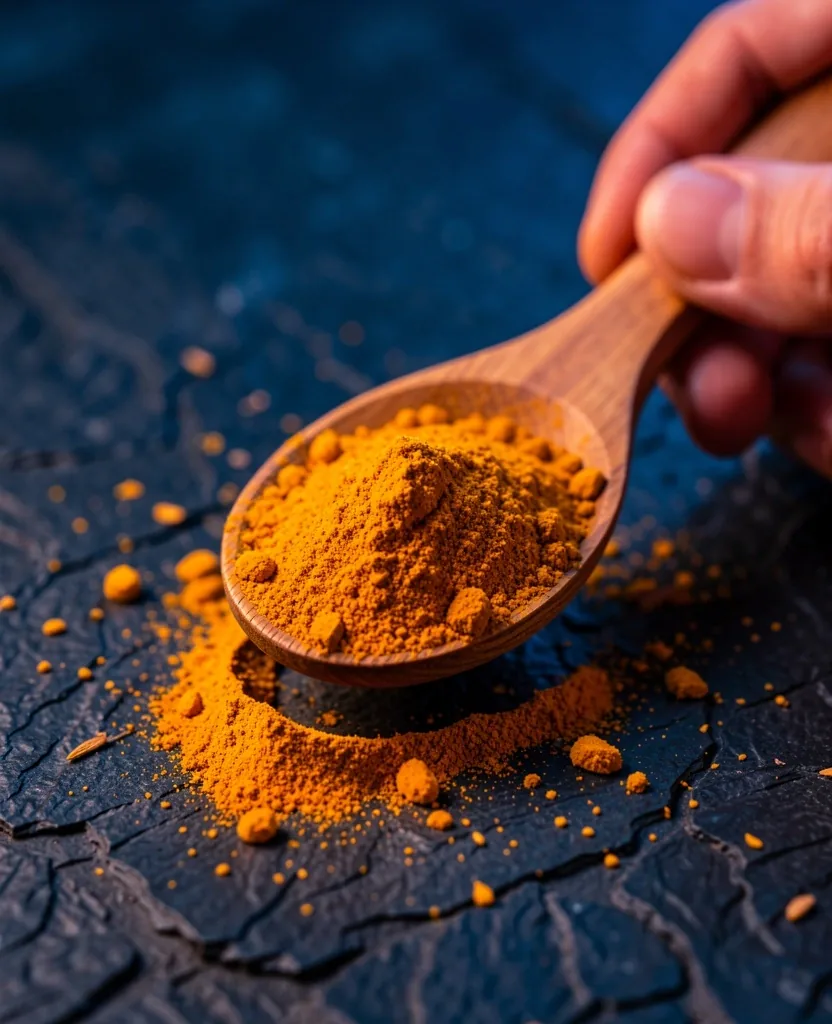 Spoon of turmeric powder